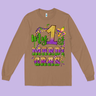 My First Mardi Gras Glitter Fleur De Lis Long Sleeve Tee Designed By Artiststas