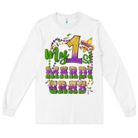 White my first mardi gras glitter fleur de lis Long Sleeve Tee - Artiststas