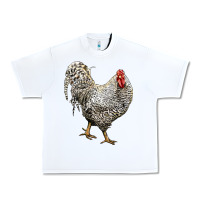 White dominique rooster Urban Heavy Tee - LillyAllenDesigns