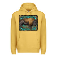 Antique Gold bison with gemstone background Premium Hoodie - RanaPortraitStore