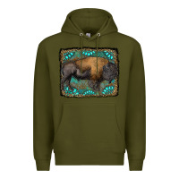 Army Green bison with gemstone background Premium Hoodie - RanaPortraitStore