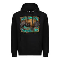 Black bison with gemstone background Premium Hoodie - RanaPortraitStore
