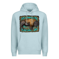 Blue Mist bison with gemstone background Premium Hoodie - RanaPortraitStore