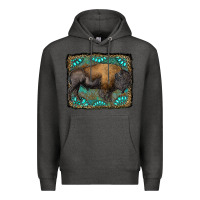 Charcoal Heather bison with gemstone background Premium Hoodie - RanaPortraitStore