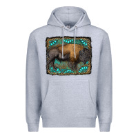 Heather Grey bison with gemstone background Premium Hoodie - RanaPortraitStore