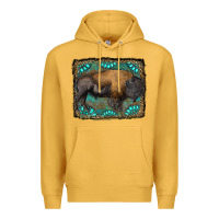 Mustard bison with gemstone background Premium Hoodie - RanaPortraitStore
