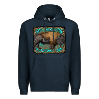 Navy bison with gemstone background Premium Hoodie - RanaPortraitStore
