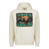 Oatmeal Heather bison with gemstone background Premium Hoodie - RanaPortraitStore