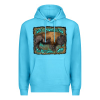 Ocean Blue bison with gemstone background Premium Hoodie - RanaPortraitStore