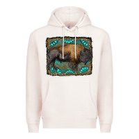 Pale Pink bison with gemstone background Premium Hoodie - RanaPortraitStore