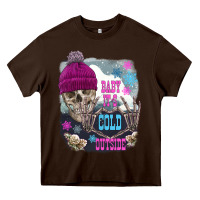 Chocolate Brown skeleton baby it's cold outside Heavy Core Tee - FaDigitalArtStudio