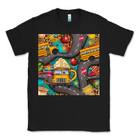Black school bus coffee and star with leopard seamless pattern bbs Classic Tee - BundleAndBundleShop