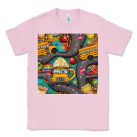Bubblegum Pink school bus coffee and star with leopard seamless pattern bbs Classic Tee - BundleAndBundleShop