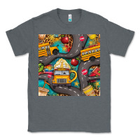 Charcoal Heather school bus coffee and star with leopard seamless pattern bbs Classic Tee - BundleAndBundleShop