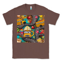 Chestnut school bus coffee and star with leopard seamless pattern bbs Classic Tee - BundleAndBundleShop