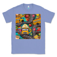 Colony Blue school bus coffee and star with leopard seamless pattern bbs Classic Tee - BundleAndBundleShop