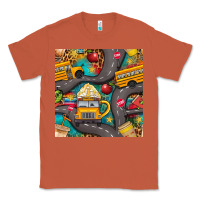 Copper school bus coffee and star with leopard seamless pattern bbs Classic Tee - BundleAndBundleShop