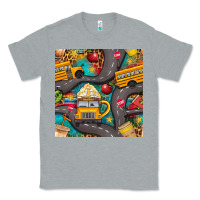 Heather Grey school bus coffee and star with leopard seamless pattern bbs Classic Tee - BundleAndBundleShop