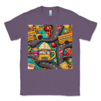 Lavender school bus coffee and star with leopard seamless pattern bbs Classic Tee - BundleAndBundleShop