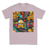 Lilac school bus coffee and star with leopard seamless pattern bbs Classic Tee - BundleAndBundleShop