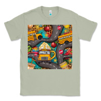 Matcha school bus coffee and star with leopard seamless pattern bbs Classic Tee - BundleAndBundleShop