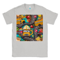 Moon Dust school bus coffee and star with leopard seamless pattern bbs Classic Tee - BundleAndBundleShop