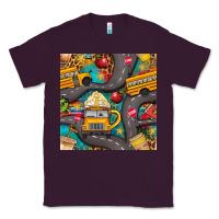 Plum school bus coffee and star with leopard seamless pattern bbs Classic Tee - BundleAndBundleShop