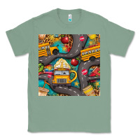 Sage school bus coffee and star with leopard seamless pattern bbs Classic Tee - BundleAndBundleShop