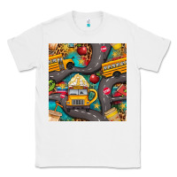 White school bus coffee and star with leopard seamless pattern bbs Classic Tee - BundleAndBundleShop