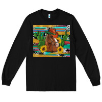 Black western horse cowboy hat cactus sunflowers glitter cowhide serape turq Long Sleeve Tee - Artiststas