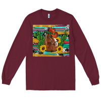 Burgundy western horse cowboy hat cactus sunflowers glitter cowhide serape turq Long Sleeve Tee - Artiststas