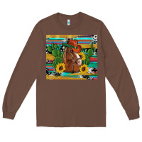 Chestnut western horse cowboy hat cactus sunflowers glitter cowhide serape turq Long Sleeve Tee - Artiststas