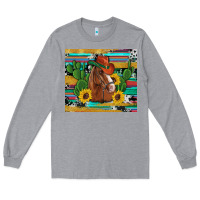 Heather Grey western horse cowboy hat cactus sunflowers glitter cowhide serape turq Long Sleeve Tee - Artiststas
