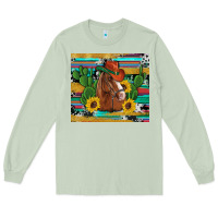 Matcha western horse cowboy hat cactus sunflowers glitter cowhide serape turq Long Sleeve Tee - Artiststas