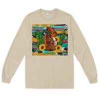 Mushroom western horse cowboy hat cactus sunflowers glitter cowhide serape turq Long Sleeve Tee - Artiststas