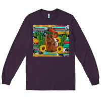 Plum western horse cowboy hat cactus sunflowers glitter cowhide serape turq Long Sleeve Tee - Artiststas