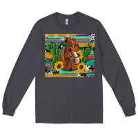 Smoke western horse cowboy hat cactus sunflowers glitter cowhide serape turq Long Sleeve Tee - Artiststas
