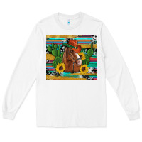 White western horse cowboy hat cactus sunflowers glitter cowhide serape turq Long Sleeve Tee - Artiststas