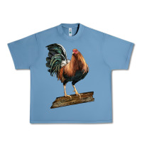 Pebble Blue american game rooster standing Urban Heavy Tee - LillyAllenDesigns