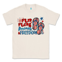 Natural flip flops fireworks & freedom Classic Tee - BarkalooDesign