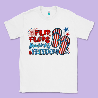 Flip Flops Fireworks & Freedom Classic Tee Designed By Barkaloodesign