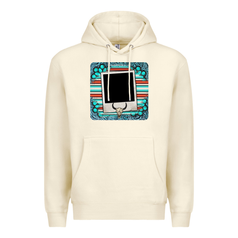 Gemstone Turquoise Serape Custom Photo Frame Coaster Premium Hoodie by BarkalooDesign | Teevron