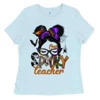 Baby Blue one spooky teacher Ladies Tee - SublimationCraftShop
