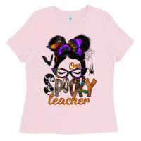 Bubblegum Pink one spooky teacher Ladies Tee - SublimationCraftShop