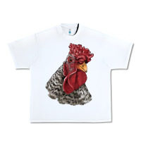 White dominique rooster head Urban Heavy Tee - LillyAllenDesigns