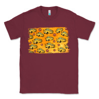 Burgundy School Bus Pattern Classic Tee - Jasminsmagicworld