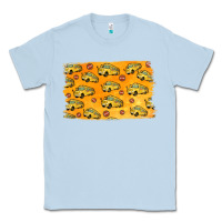 Dusty Blue School Bus Pattern Classic Tee - Jasminsmagicworld