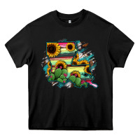 Black Louisiana Map Sunflower Cactus Serape Heavy Core Tee - RanaPortraitStore