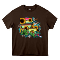 Chocolate Brown Louisiana Map Sunflower Cactus Serape Heavy Core Tee - RanaPortraitStore