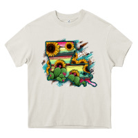 Cream Louisiana Map Sunflower Cactus Serape Heavy Core Tee - RanaPortraitStore